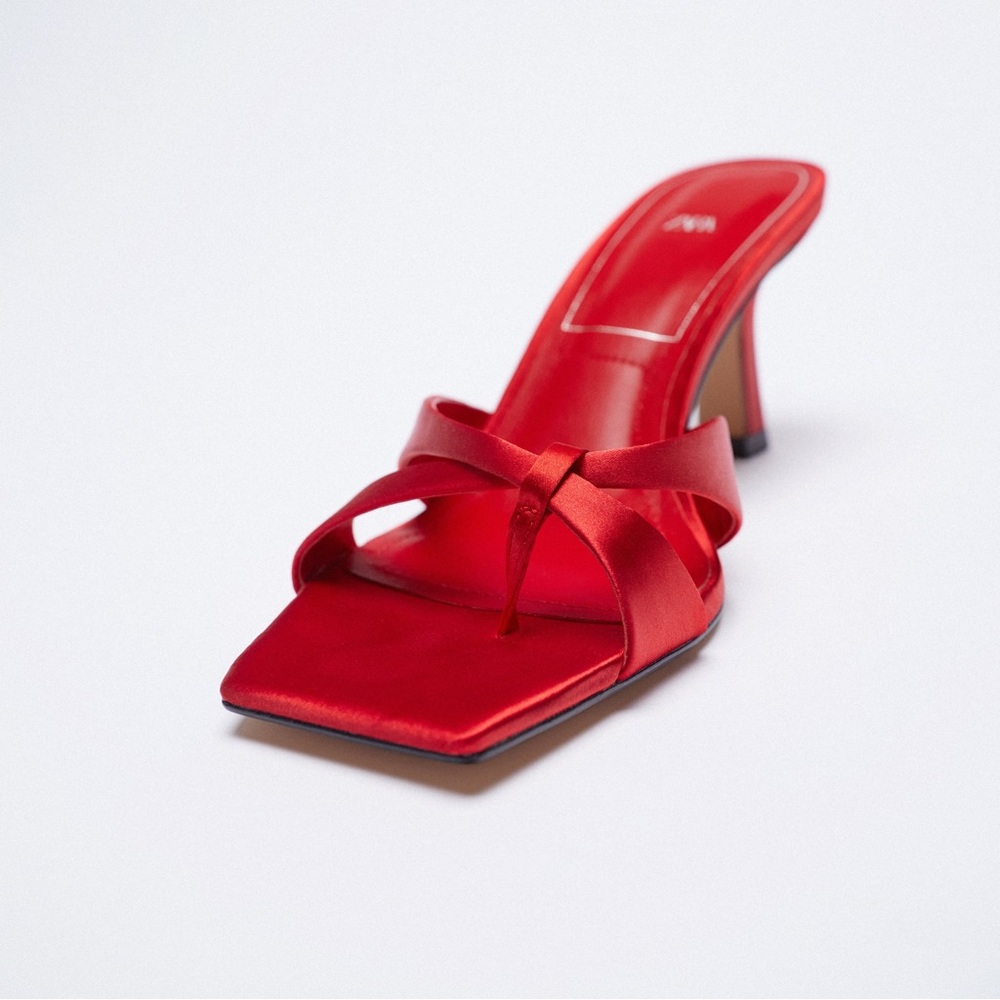 Zara Heeled Satin Effects Sandals - Picture 5 of 6